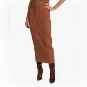 JOIE Chic Brown Boho Ribbed Knit Tube Maxi Skirt